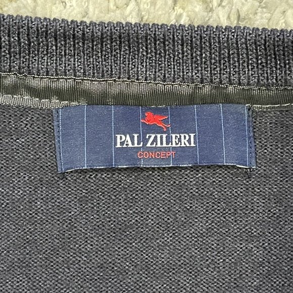 PAL ZILERI Concept New Wool Sweater Men's V-Neck Pullover M Blue Made in Italy - Picture 3 of 9